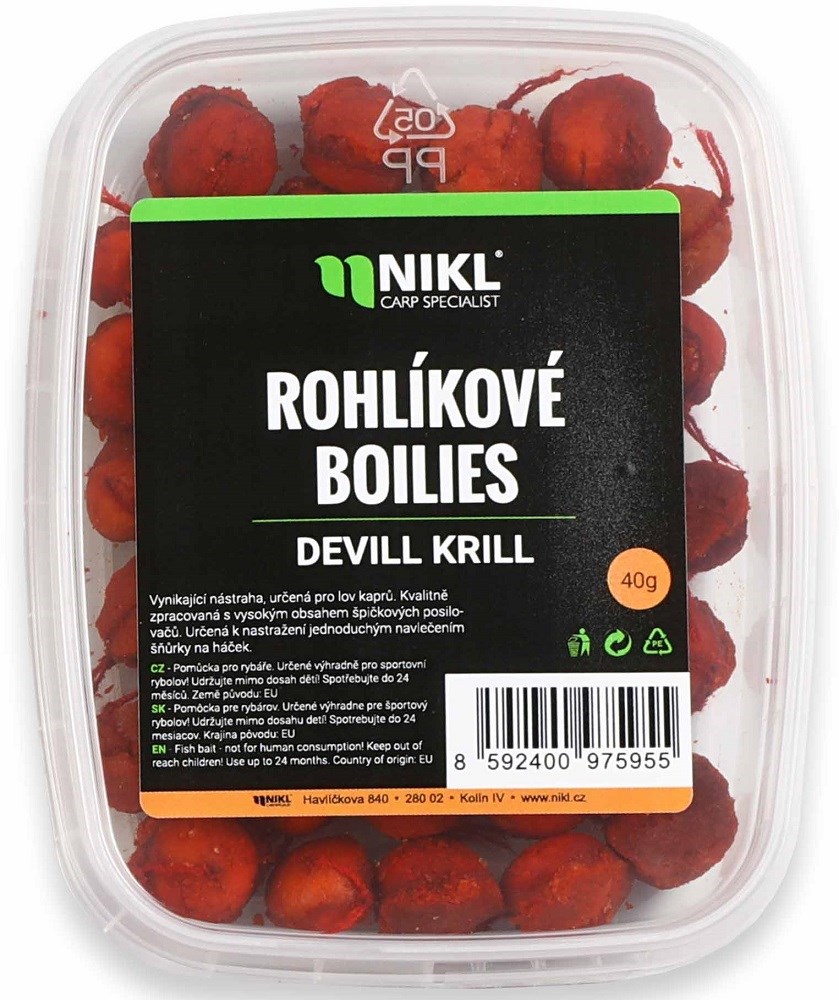 Nikl rohlíkové boilie 40g Devill Krill