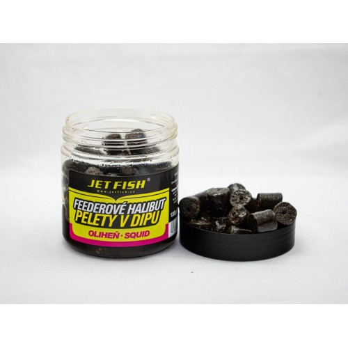 JET FISH Feederové halibut  pelety v dipu 12mm 250ml Oliheň