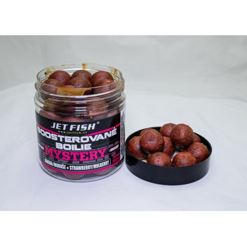 JET FISH Mystery Boosterované boilie 250ml  20mm Jahoda Moruše