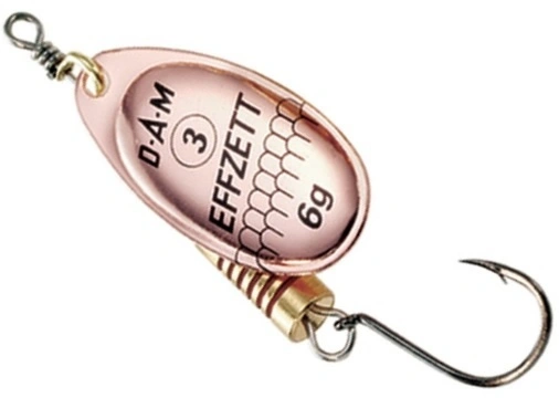 Rotační Třpytka DAM Effzett Spinner With Single Hooks Copper