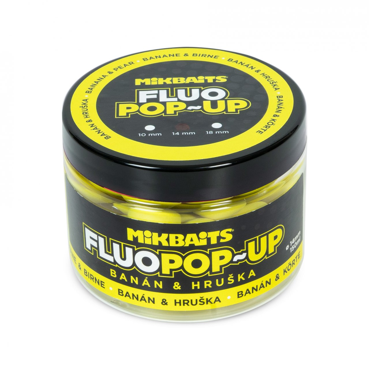 Mikbaits plovoucí  Fluo Pop-up boilie 150ml - Banán - hruška 18mm