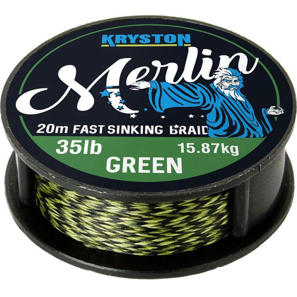 Kryston pletená šňůra Merlin fast sinking braid zelený 35lb 20m