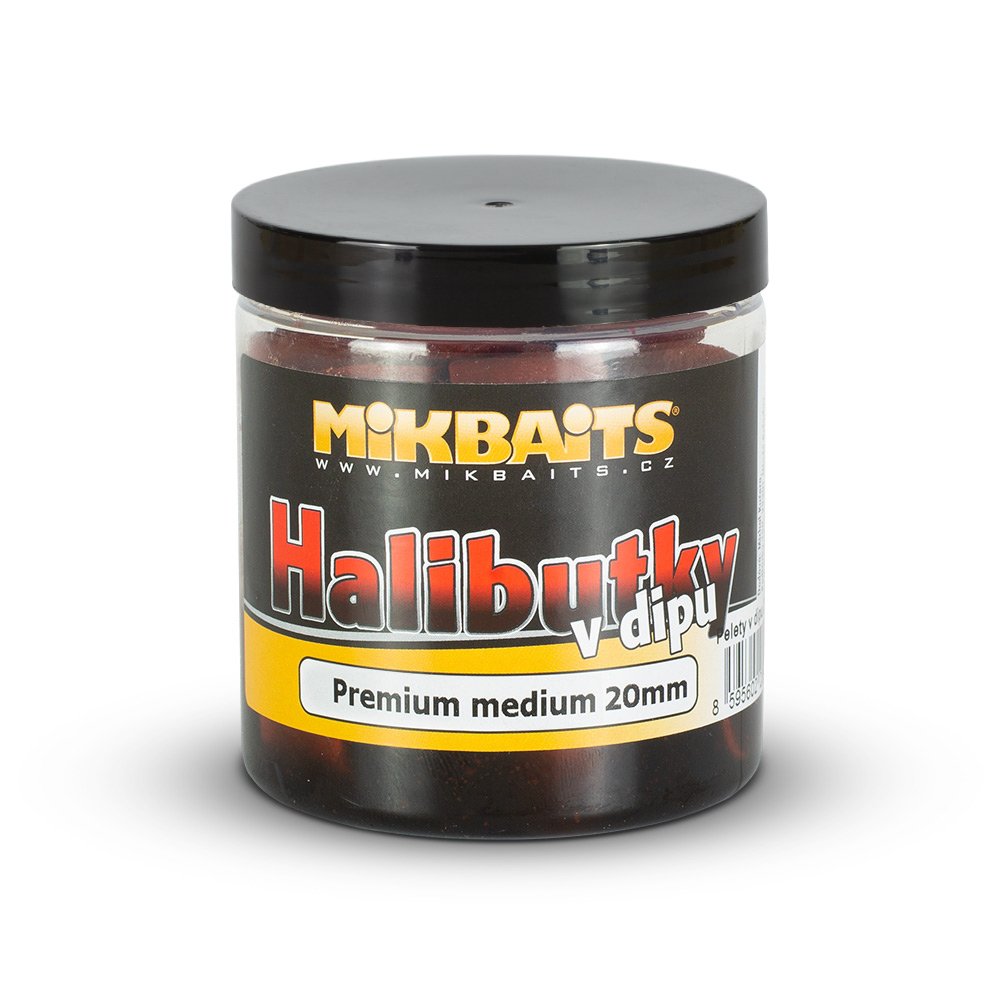 Mikbaits Halibutky v dipu 250ml - Red fish mega 20mm